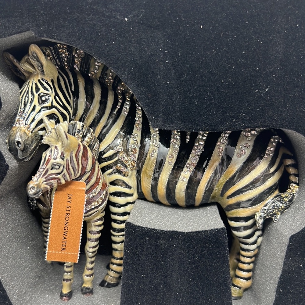 Jay Strongwater Tabitha & Zane Mother and Baby Zebra Figurine